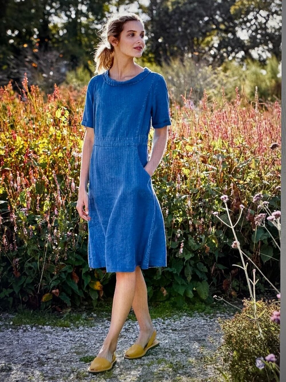 Seasalt Cornwall Blue Linen Coach House Dress in Women's UK20/US 16